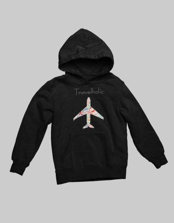 teeketi travelholic kids hoodie black