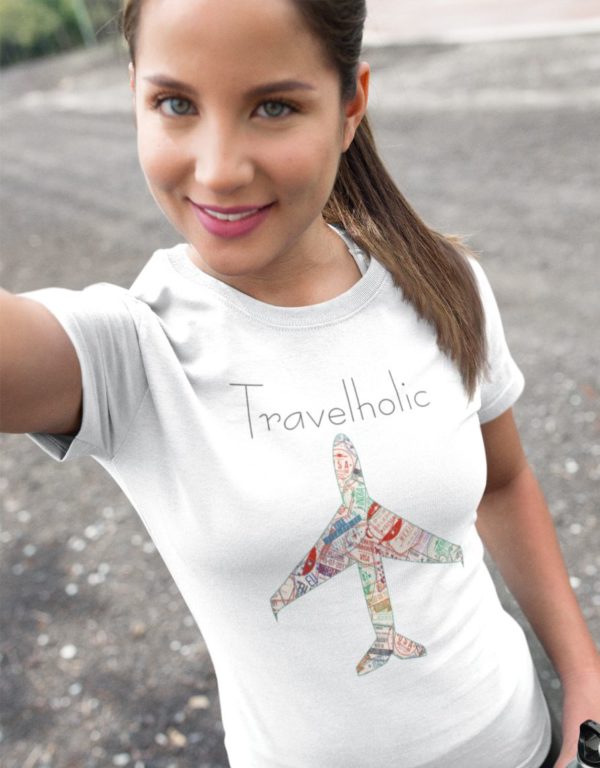 teeketi travelholic women t-shirt realistic