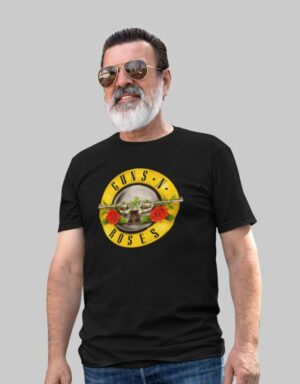 A unisex T-shirt with the iconic logo of Guns N' Roses in a vintage style for classic rock enthusiasts.