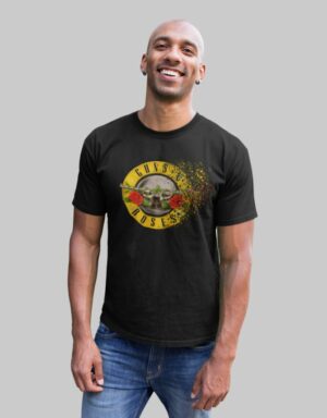 A unisex T-shirt with the iconic logo of Guns N' Roses in a vintage style for classic rock enthusiasts.